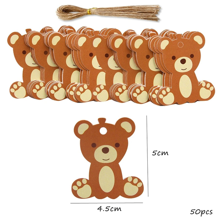 Bear party tags -one year - cute bear-  Bear party-  Bear bags -Bear baby shower